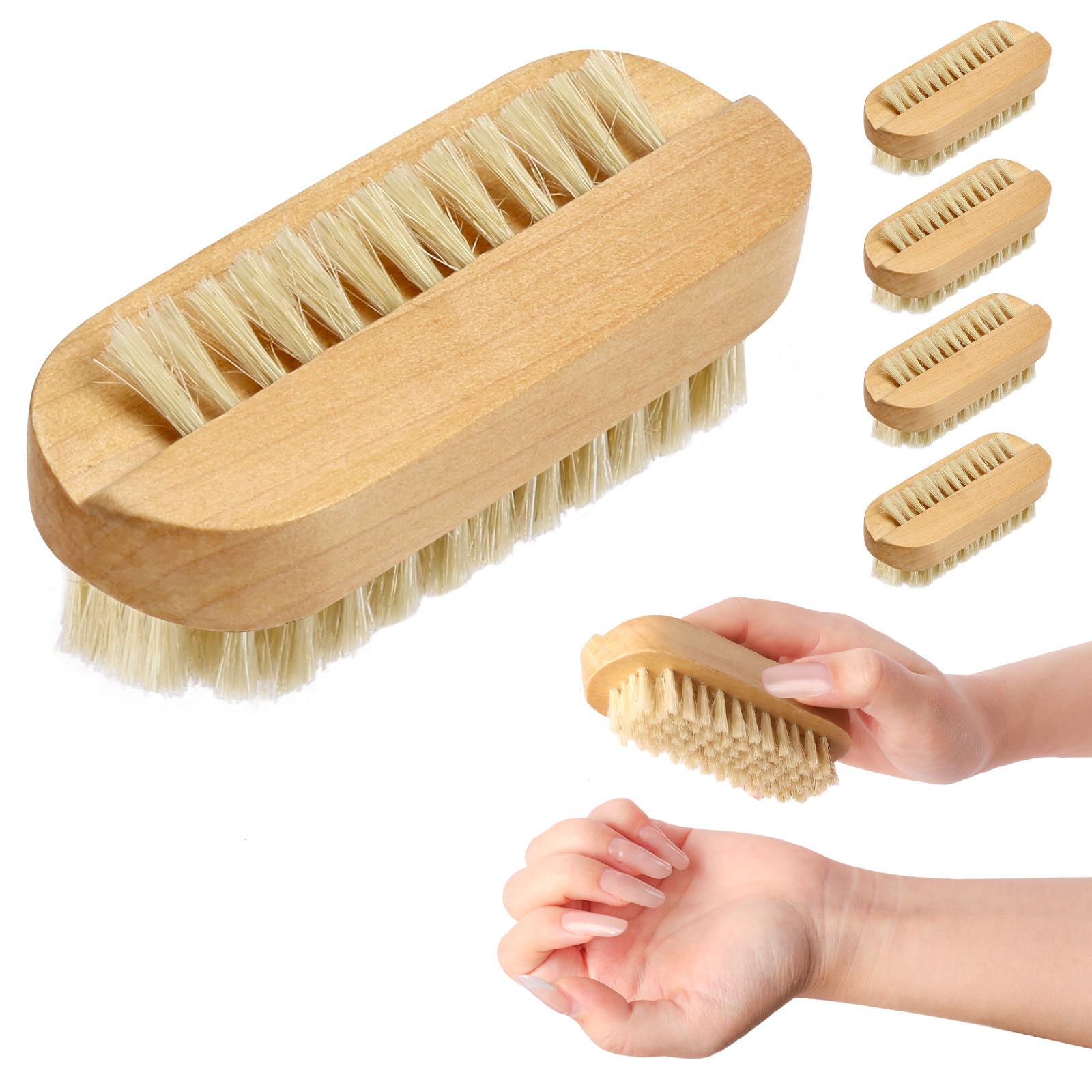 LOPHE Spazzola per Unghie in Legno, 4 pezzi Spazzola per Pulire, Spazzolina Unghie Manicure, Spazzolino Unghie Bambini per Pulizia Delle Unghie