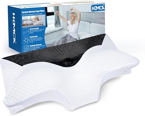 HOMCA Almohada cervical de espuma viscoelástica  Almohada de espuma viscoelástica de contorno para aliviar el dolor de cuello, almohada ortopédica