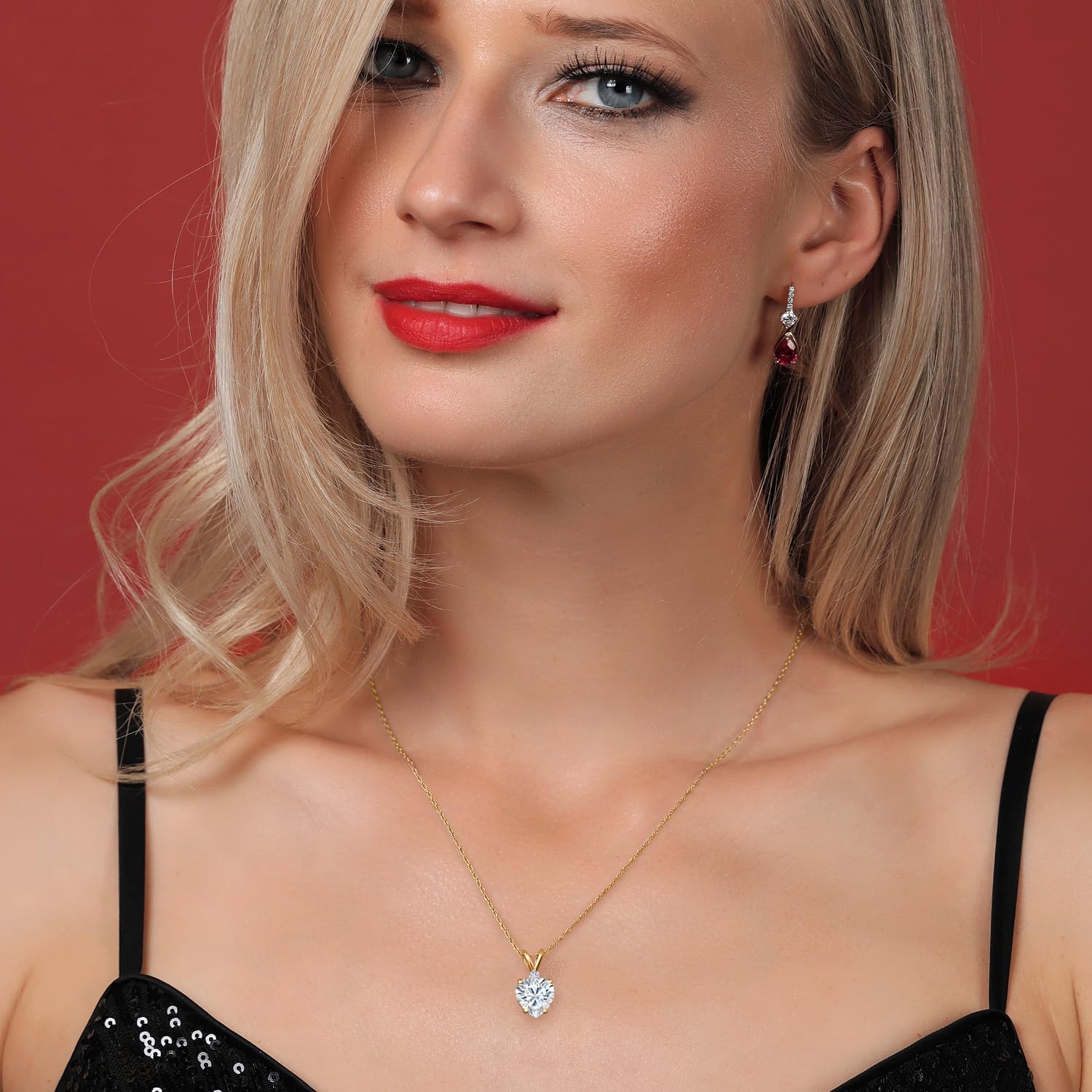 Gem Stone King 14K Yellow Gold White Moissanite Pendant Necklace for Women | 1.84 Cttw | Gemstone Birthstone | Heart Shape 8MM | With 18 Inch Chain - Image 4