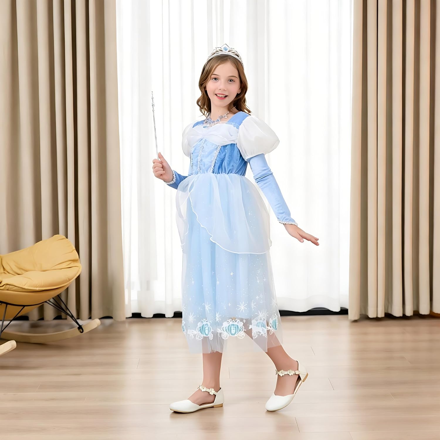 Cinderella Dresses for Girls Little Kids Toddler Princess Fancy Blue Dress Up Clothes