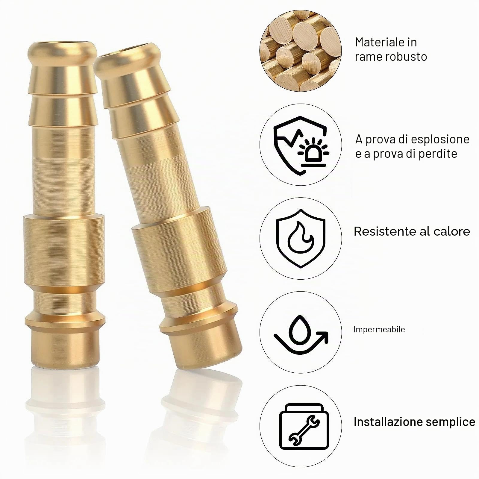 4 PCS Raccordo Aria Compressa 10mm, Raccordo Rapido per Compressore Aria | Raccordo Pneumatico, Filettato Maschio per Tubo, Connettore Innesto Rapido