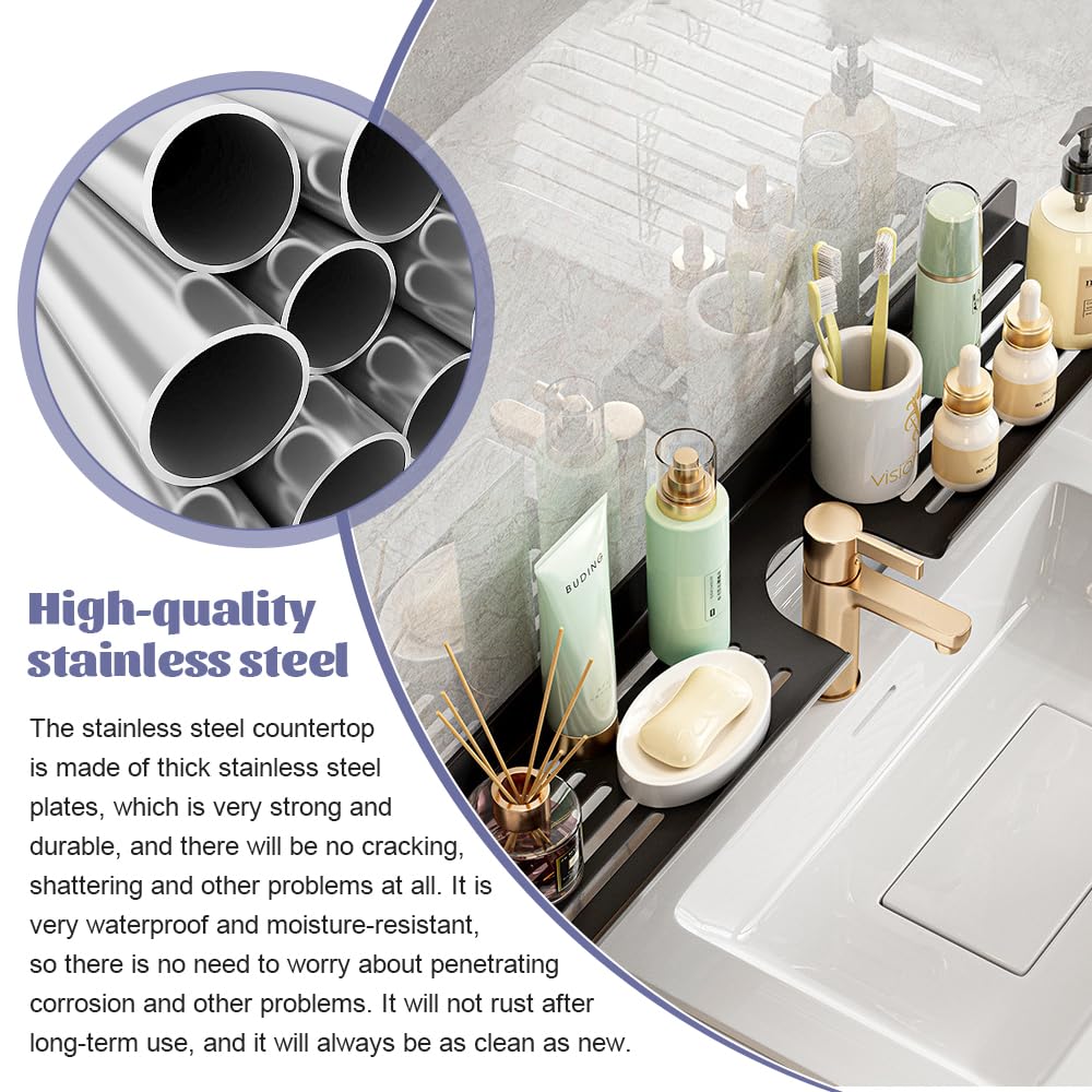 Mensola Bagno Autoadesiva Acciaio Inox - 40 Cm, Senza Foratura - Per Doccia O Cucina - Foto 3