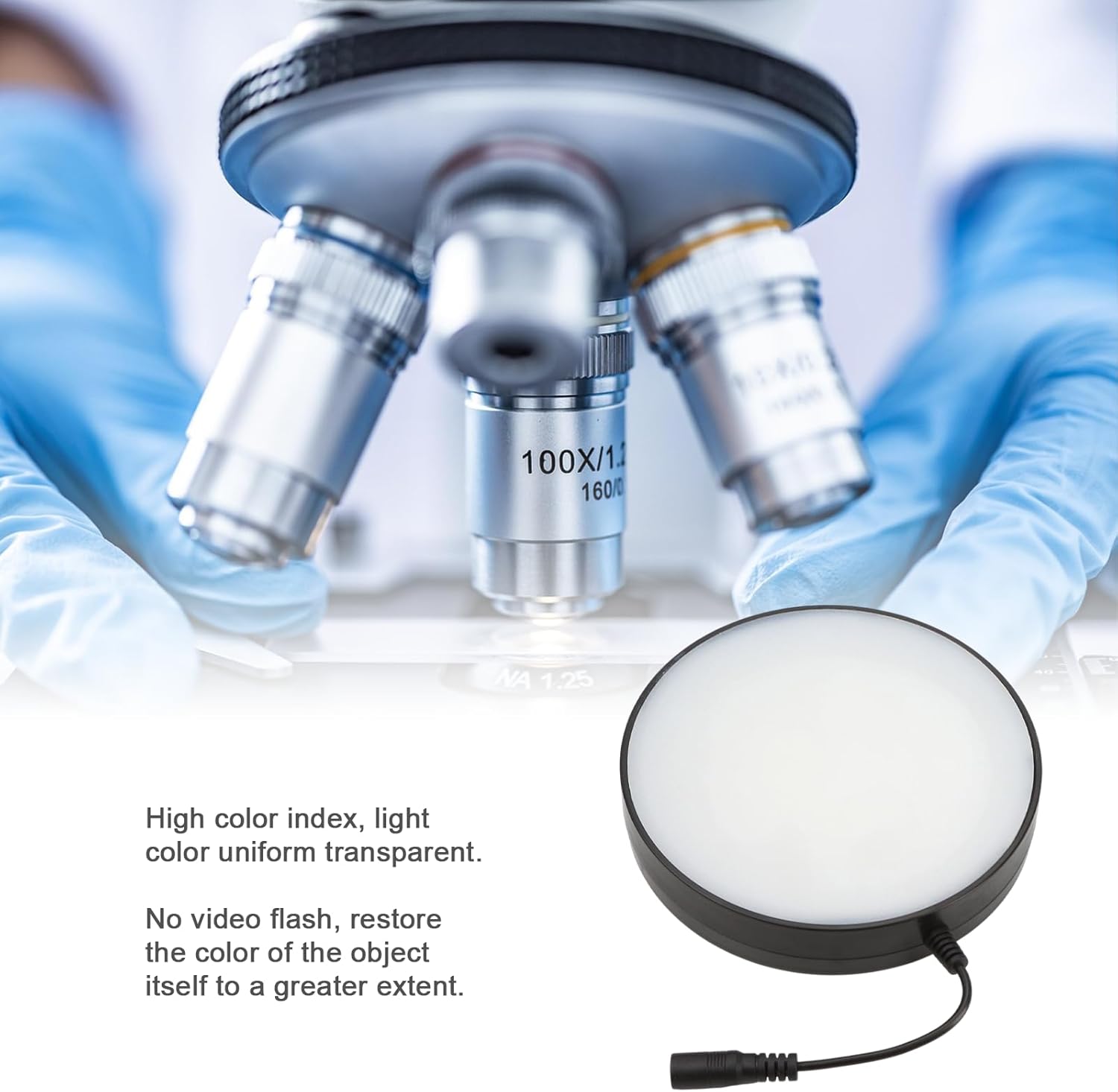 Microscope LED Ring Light Illuminator – Adjustable Brightness White Light Source with Power Adapter, Replacement Accessory for Laboratory Stereo Microscopes (US Plug)