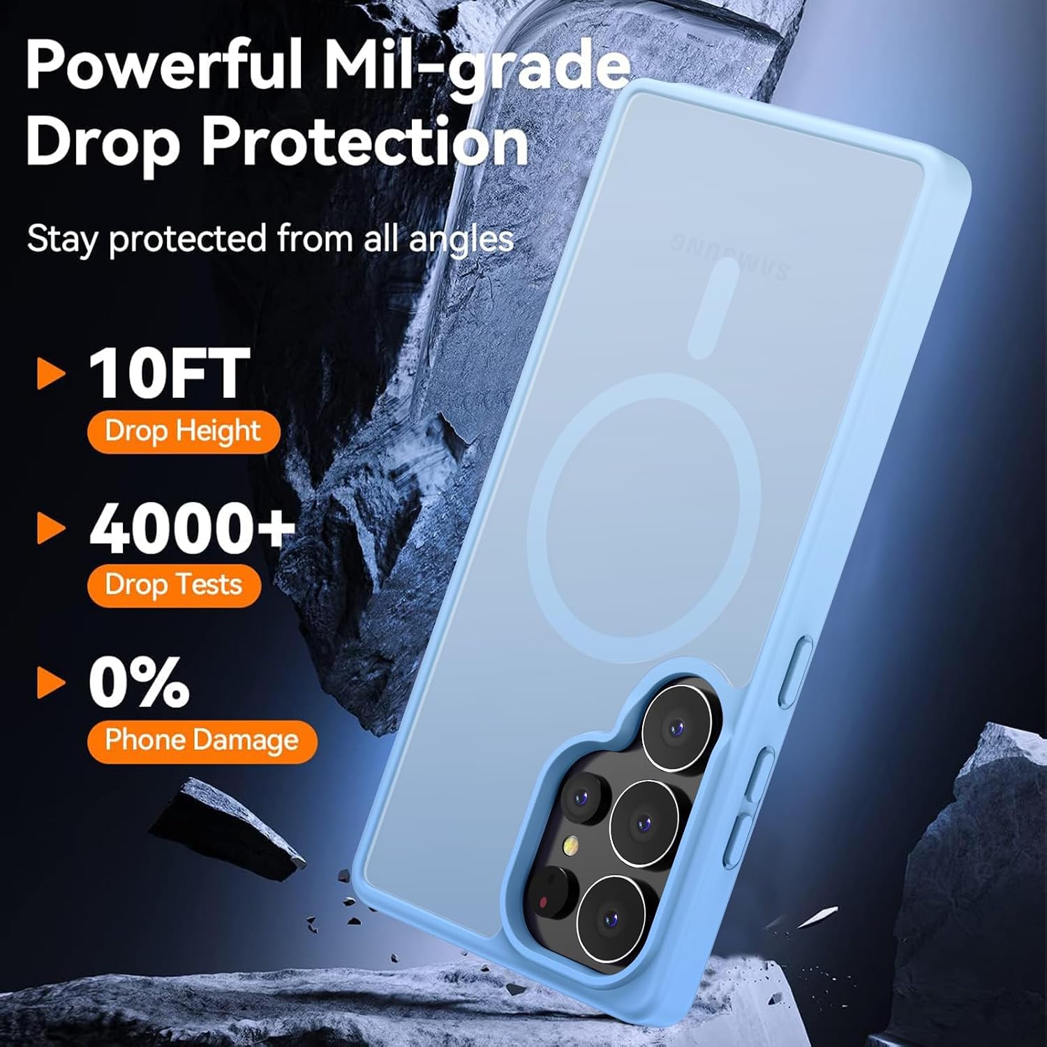 ualele Magnetic for Samsung Galaxy S25 Ultra Case, Compatible wit MagSafe, Military Grade Dropproof Translucent Matte ard Back Slim Protective for Samsung S25 Ultra 5G Case, Peak Blue thumbnail