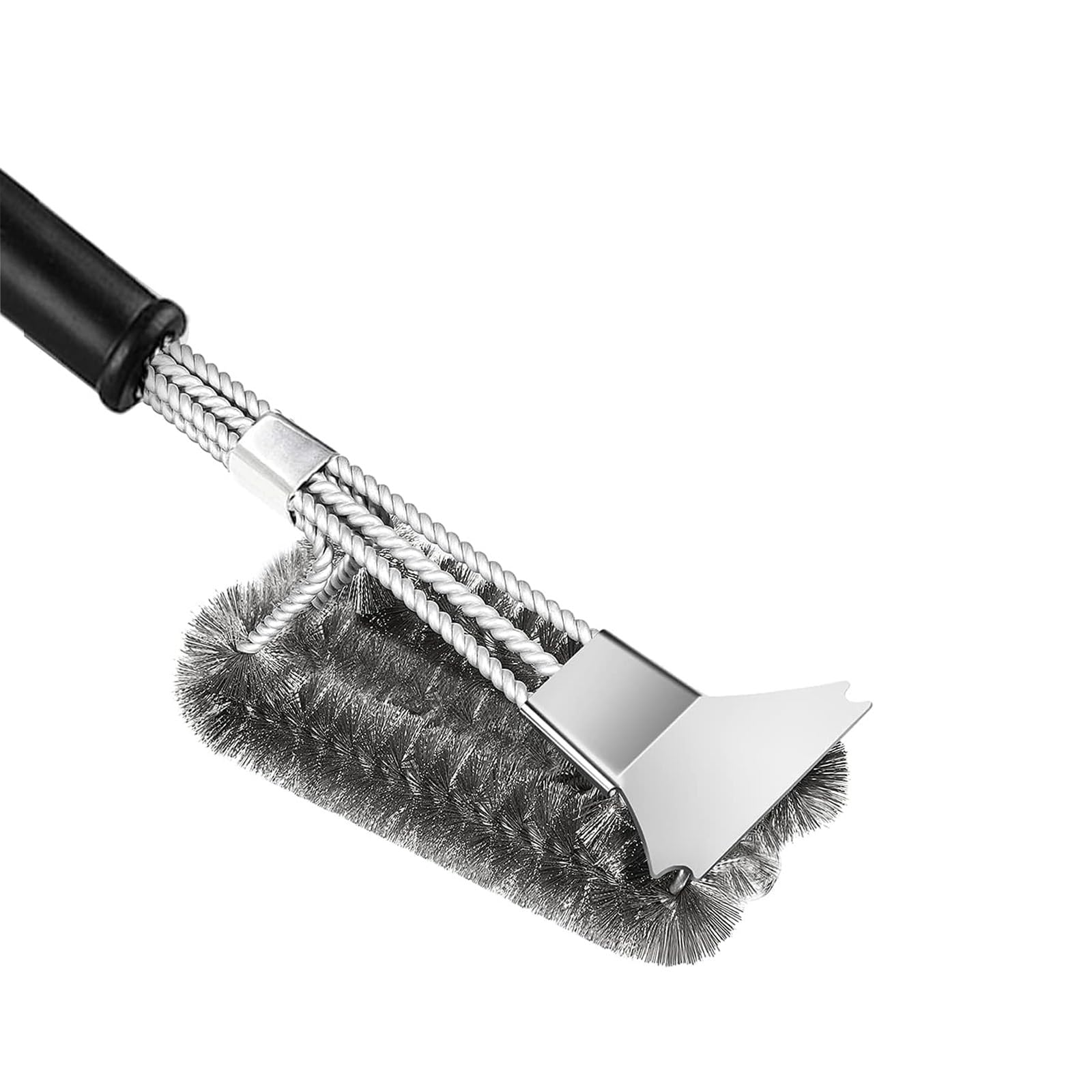 BBQ Grill Cleaning Brush&Scraper, Barbecue Wire Brush for Grill, 18in Stainless Steel Scraper with 3-Sided Bristles & Long Heat-Safe Handle - Barbecue Cleaner for Gas, Charcoal & Electric Grills