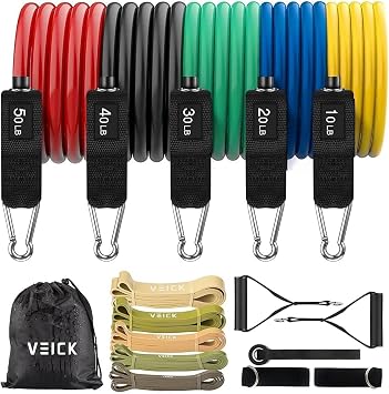 مجموعة أشرطة المقاومة VEICK مع 5 أشرطة سحب