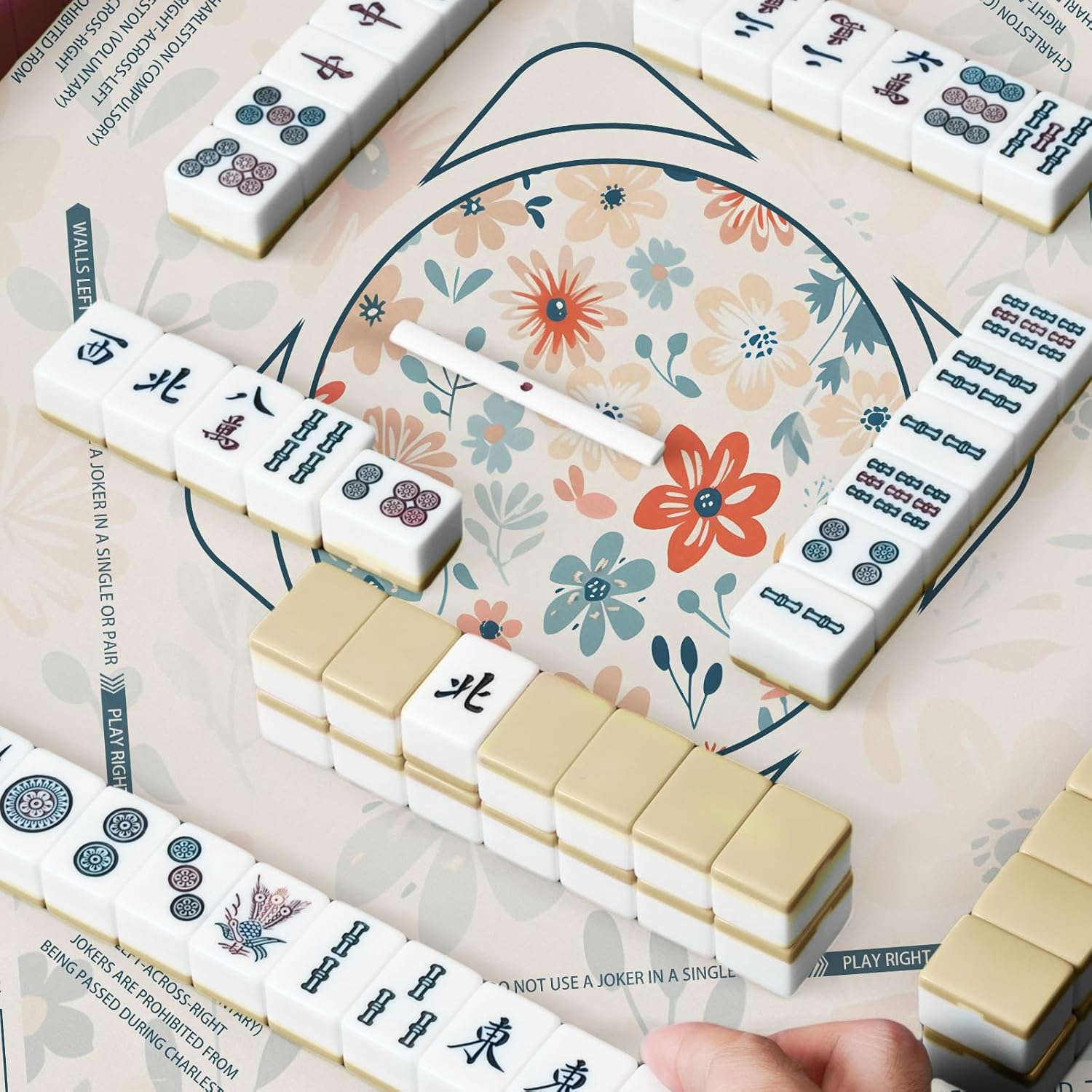 Mahjong Mat for Table Durable Mahjong Table Cover with Unique Design, Premium Mahjong Accessories, Perfect Mahjong Gifts for Women, Game Mat for Mahjong and Board Game Enthusiasts (Morning Bloom)