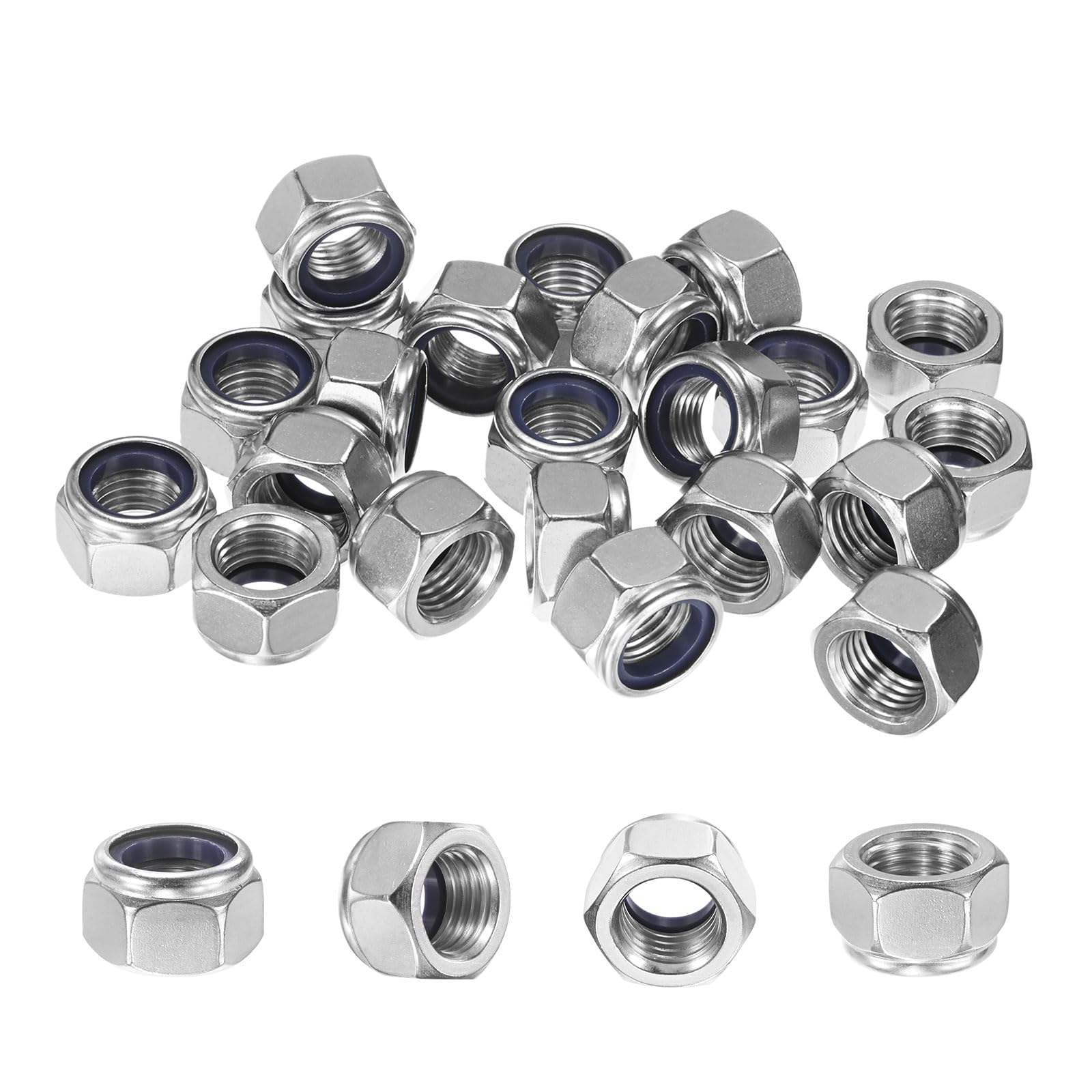 M METERXITY 25-Pack Nylon Insert Hex Lock Nuts
