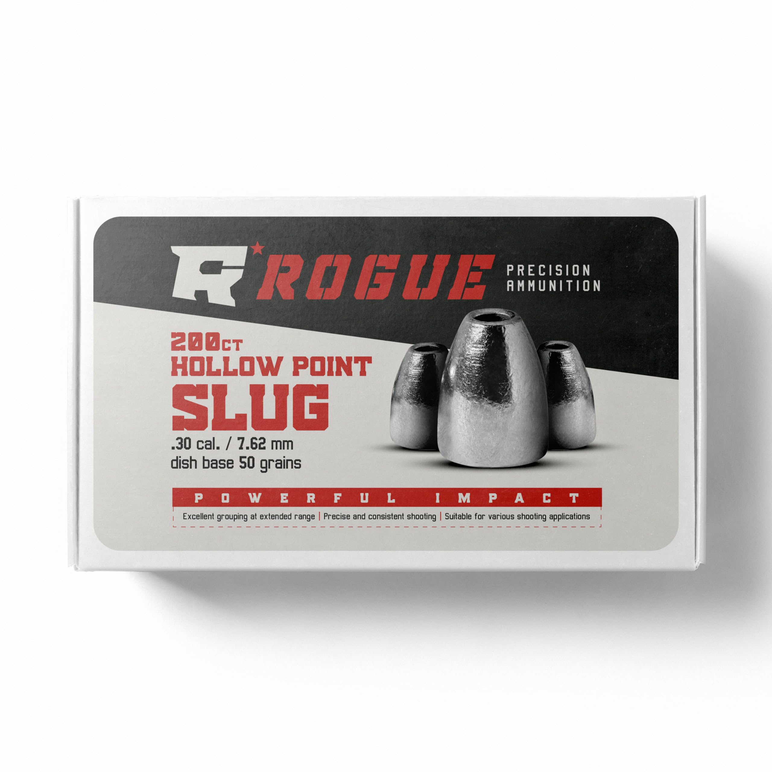 Rogue Precision Ultra-Premium .30 Cal Hollow Point Slug Airgun Pellets- Meticulously Manufactured in The USA- Impressively Consistent- Expect Greatness- 200 Count