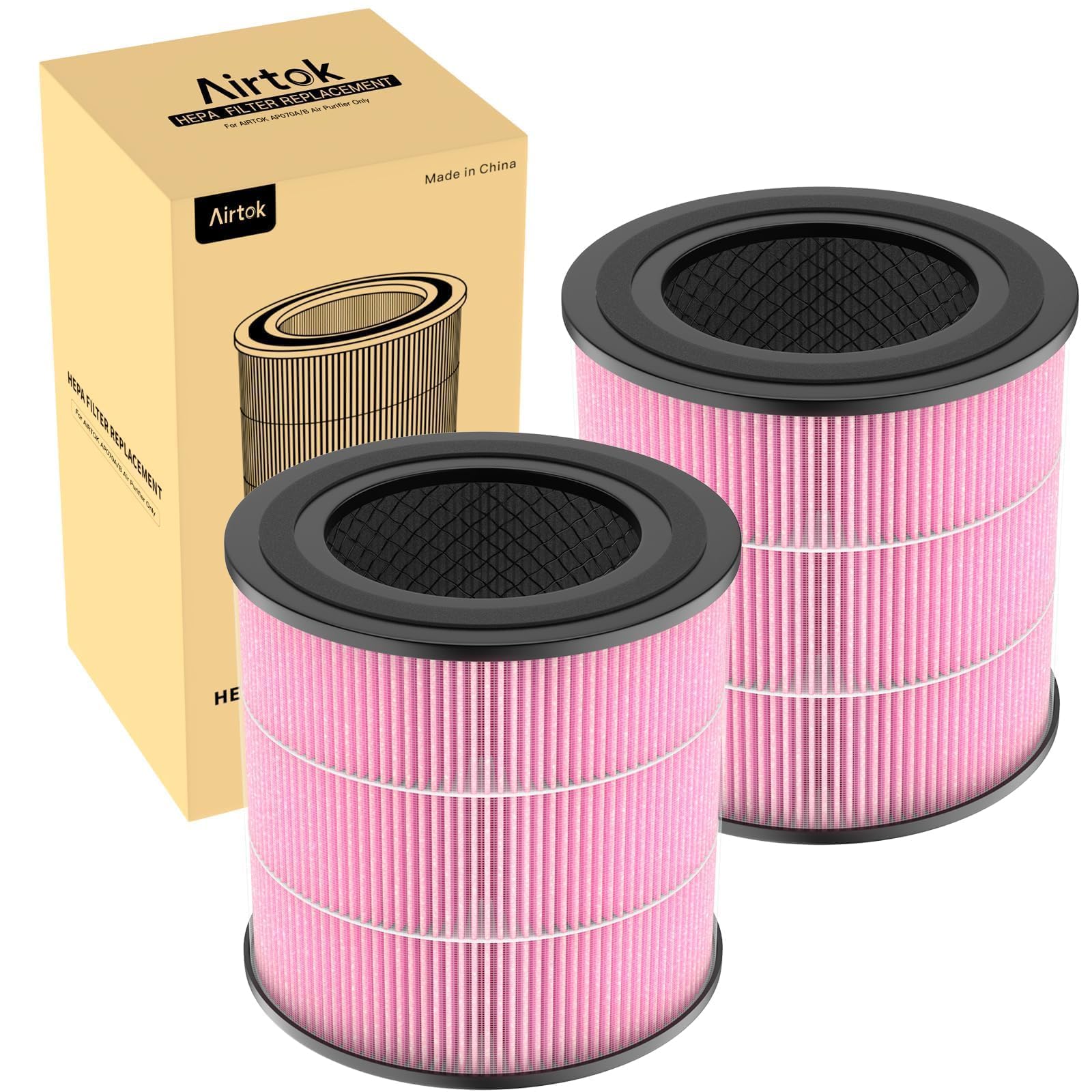Airtok H13 HEPA Filter Replacement, High-Efficiency Activated Carbon, Suitable For The AP0601 Air Purifier, Removes Pollens, Dust, Pet Dander & Other Allergens