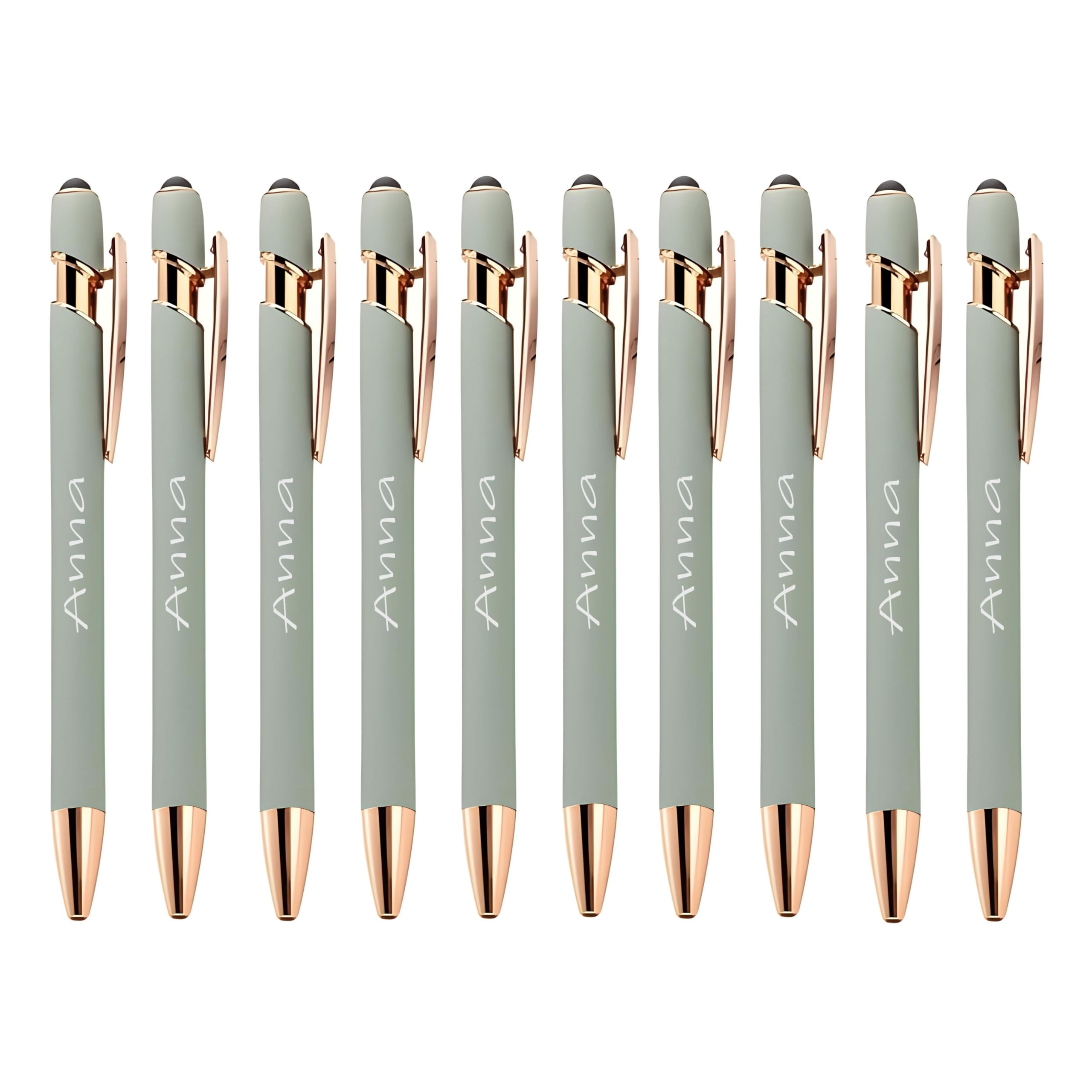 FORYOU24 - Kugelschreiber mit Gravur, Rosegold | 10er Pack Farbe - Mint - Personalisierte Stifte Hochwertig Kullis mit Wunschtext & Logo, Auswechselbare Mine | 1MM Strichstärke