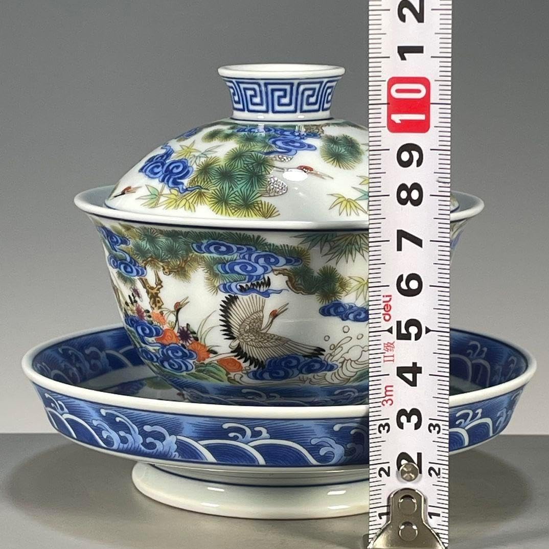 中国茶器 景德鎮 五色松鶴献寿図三才蓋碗 茶碗 景徳LP – 遊茶オンライン