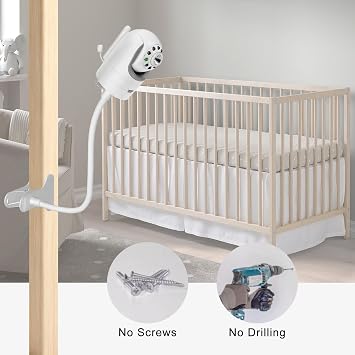 Baby Monitor Mount, Vikobess Flexible Gooseneck Baby Monitor Holder for Toddler Optics DXR-8 and DXR-8 PRO, Fits Baby Camera with 1/4 Screw Mount, Clamps to Cribs, Tables, Shelves