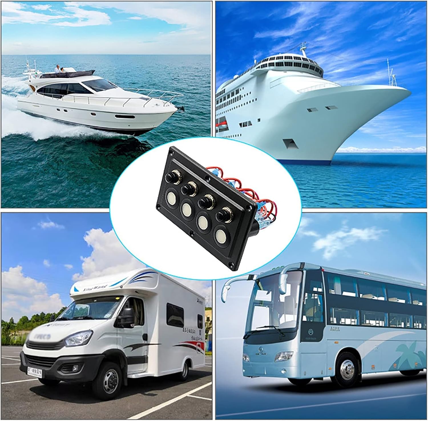 Switch Panel Universal Single Touch Panel Modified to Control 4- Position Illuminated Switch 12-24V ForCar and Yacht Cab Easy to Install (Color : Black, Size : 15X9X10.2CM) (Black 15X9X10.2CM)