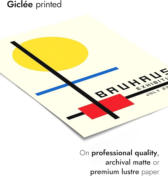 Bauhaus Circle & Lines Poster, Bauhaus Print, Framed Abstract Art, Mid-Century Wall Art, Modern Home Decor, Gift Idea, Archival Matte, A2 (Print Only) - 59.4x42cm - 3
