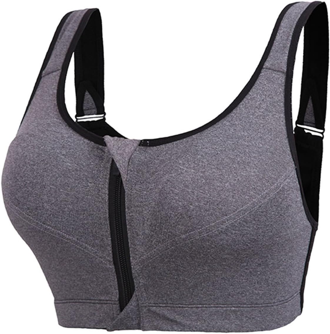newlashua Women's High Support Push Up Zip Front Close Padded Sports Bra