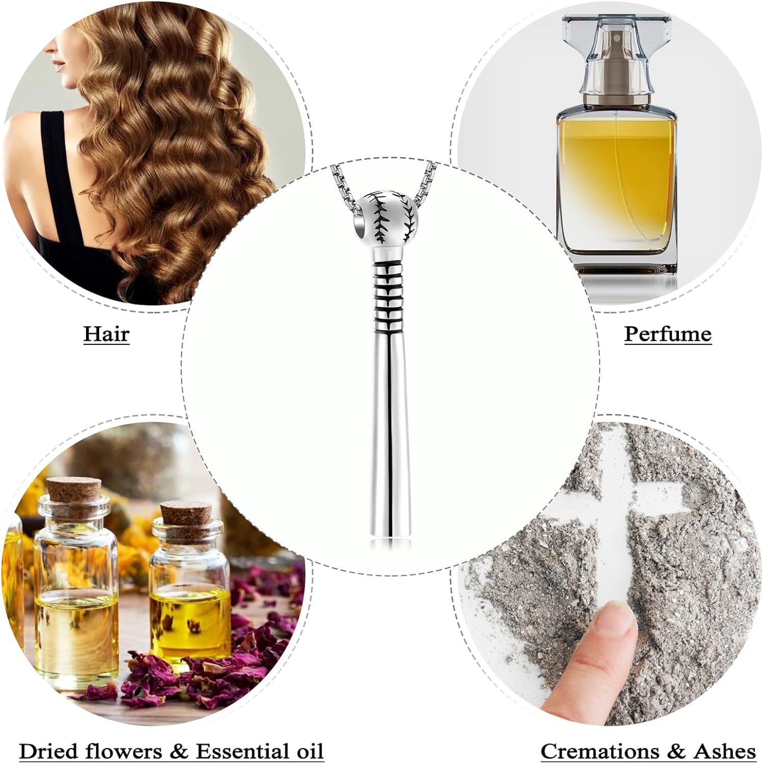 Oinsi Urn Necklace for Ashes Sport Keepsake Jewelry for Women Men Baseball Bat Cremation Urn Necklace Memorial Pendant with Filling Kits - Image 5