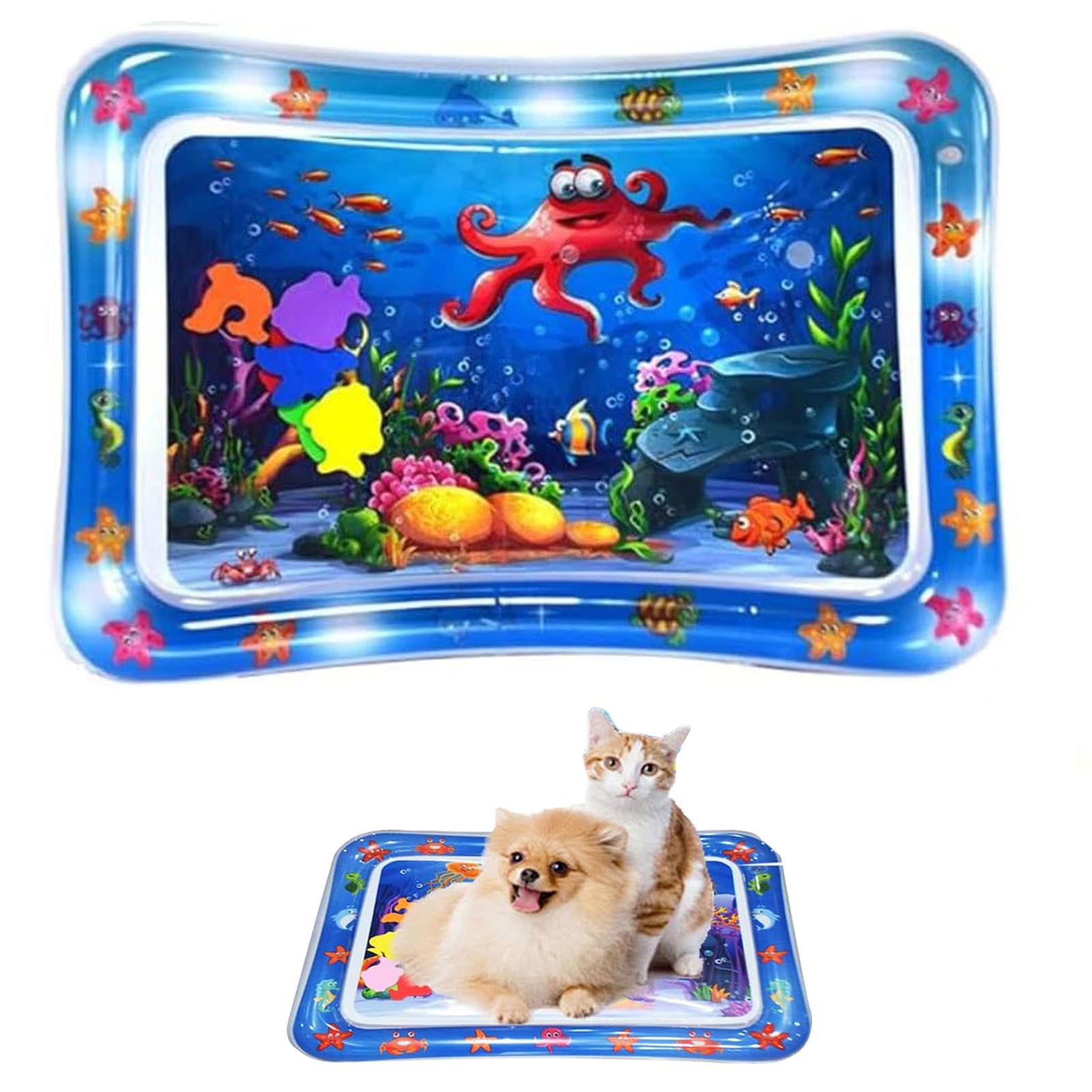 CHENRI Wassermatte Für Katzen, Sensorische Wasser Spielmatte für Katzen, Wassermatte Sensorisches Spielzeug, Sommer Wasserspielmatte, Interaktives Katzenspielzeug, Wasser Matte für Katze, Hunde (C)