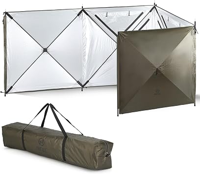 Nice C 4FT Camping Wind Screen, 4 Panel Privacy Fence Wind Blocker Green | 4FT Privacy Screen, Mesh Window, Beach, Garden, Clam Screen Porch, Support Poles, Ground Nails Included