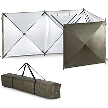 Nice C Camping Wind Screen, 4 Panels Beach Garden Wind Blocker Breaker, 4 FT Privacy Fence Screen, Privacy Sunbathing, Clam Screen Porch, with Mesh Window, Poles, Ground Nails Included Green