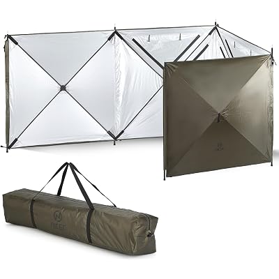 Nice C Camping Wind Screen, 4 Panels Beach Garden Wind Blocker Breaker, 4 FT Privacy Fence Screen, Privacy Sunbathing, Clam Screen Porch, with Mesh Window, Poles, Ground Nails Included (Green)