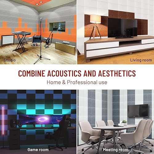 Miniatura 6 de CAHAYA Paquete de 12 paneles acústicos autoadhesivos de 13.4 x 7.9 pulgadas, panel de aislamiento insonorizado, almohadillas de reducción de ruido,