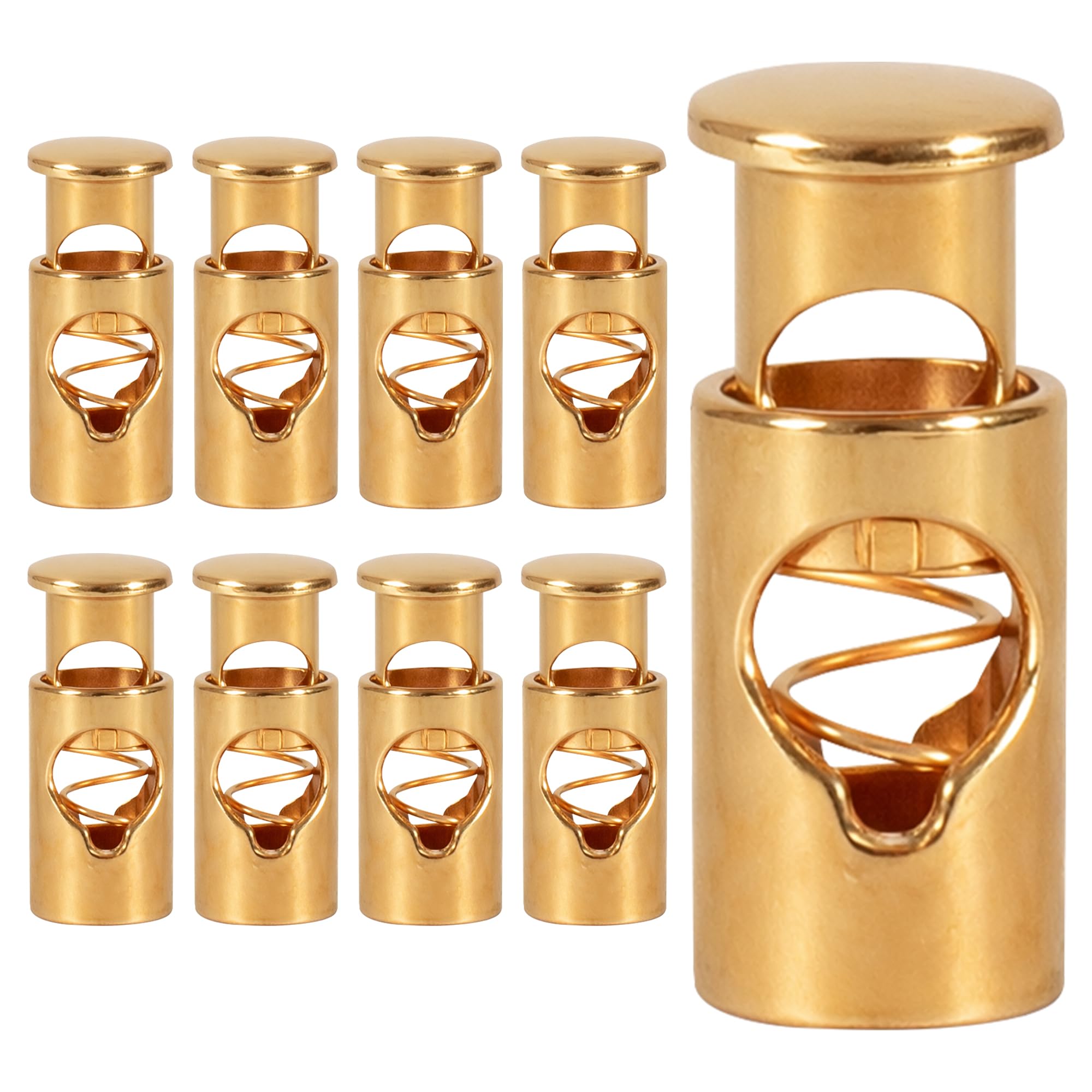WedDecor Metal Spring Loaded Twin Hole Cord Lock Toggle Stopper for Shoelaces, Jackets, Sportswear, Clothing, Backpacks, Luggage, DIY Craft Projects, Gold, 20pcs