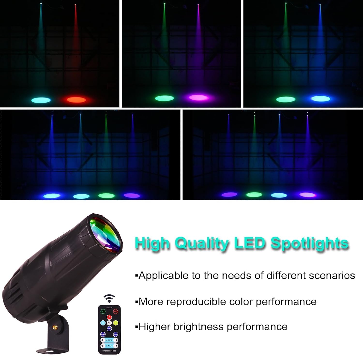LED Pinspot Light,Stage Spotlight Mini 15W RGBW Disco Ball Spot Lights 4 in 1 Stage Lighting Mirror Ball Light with Remote Control for DJ Disco Party Bar Club Wedding (4 Pack)