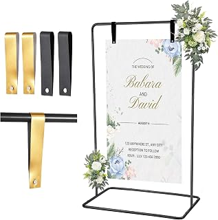 Wedding Welcome Sign Holder,Display Stand with 4 Leather Hanging Straps