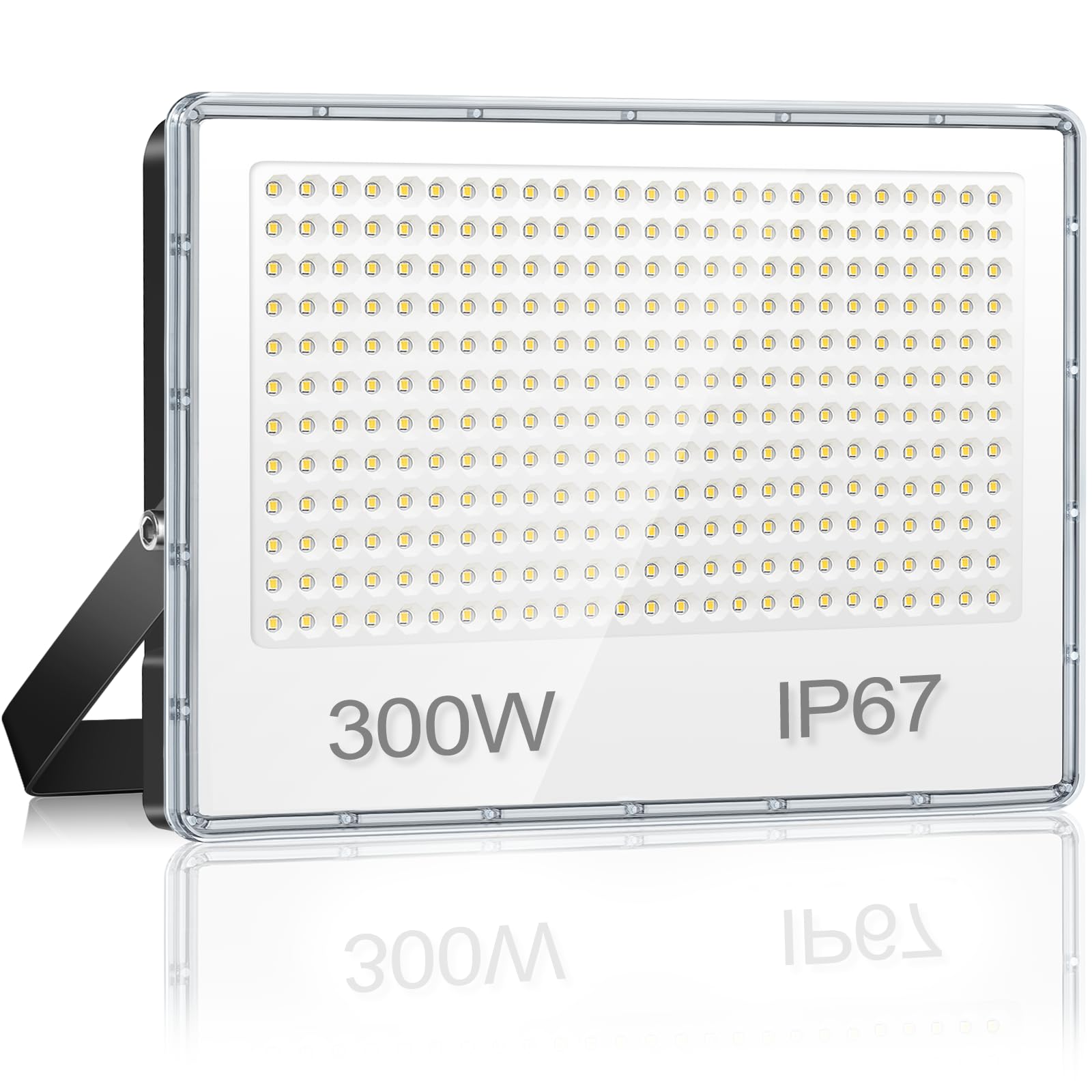 YIQIBRO LED Strahler Außen 300W, IP67 wasserdicht für Garten, 1 Stück | 30000LM Superhell LED Fluter Außen, 6500K Kaltweiß Außenstrahler LED Scheiwerfer für Lager, Garage, Terrasse, Fabrik
