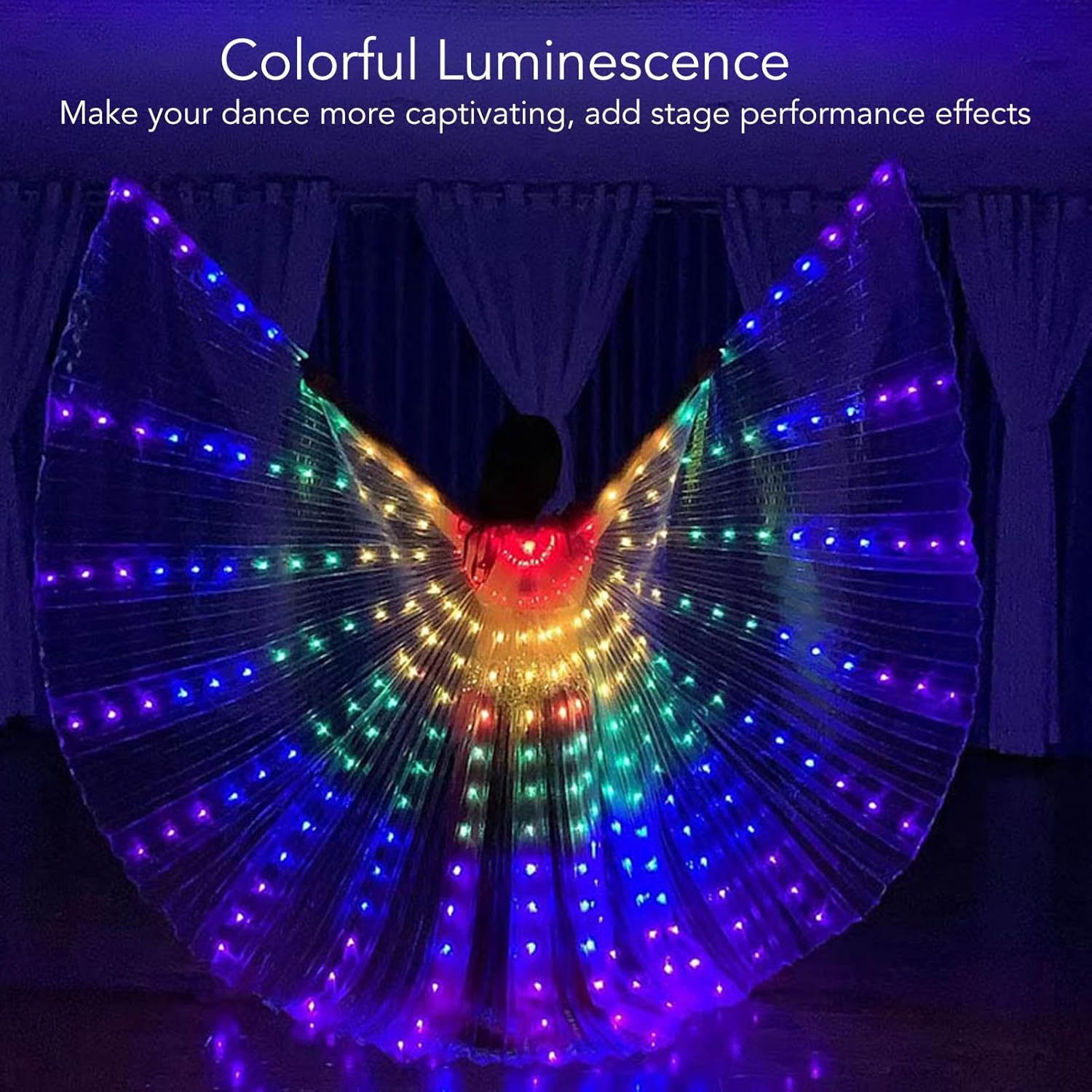 LED Luminous Wings, Adults Costume Light Up Colorful Glowing Wing Performance Clothing Accessories for Stage Performance
