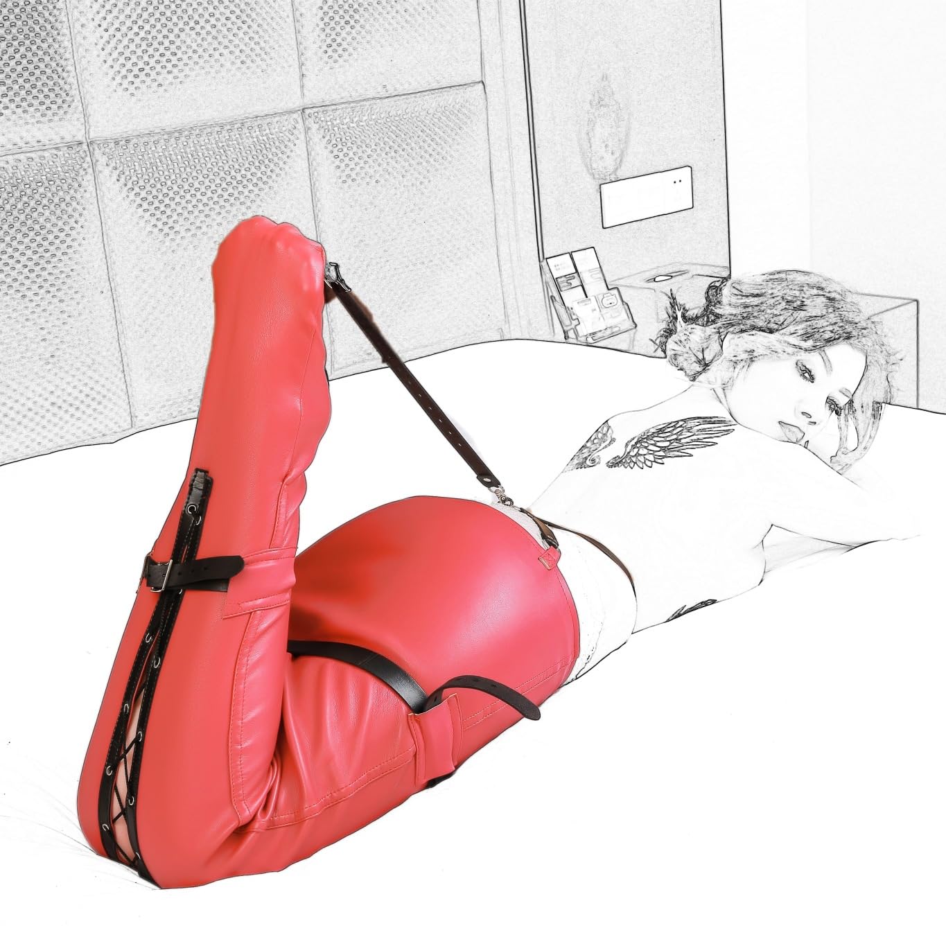Sexy Camicia Di Forza SM Bondage Per Gambe Restrizioni Per Gambe In Pelle Di Alta Qualità Lingerie Sexy Fetish Slave BDSMS Set Di Ritenuta Con Cinturino In Nylon Regolabile Giocattolo