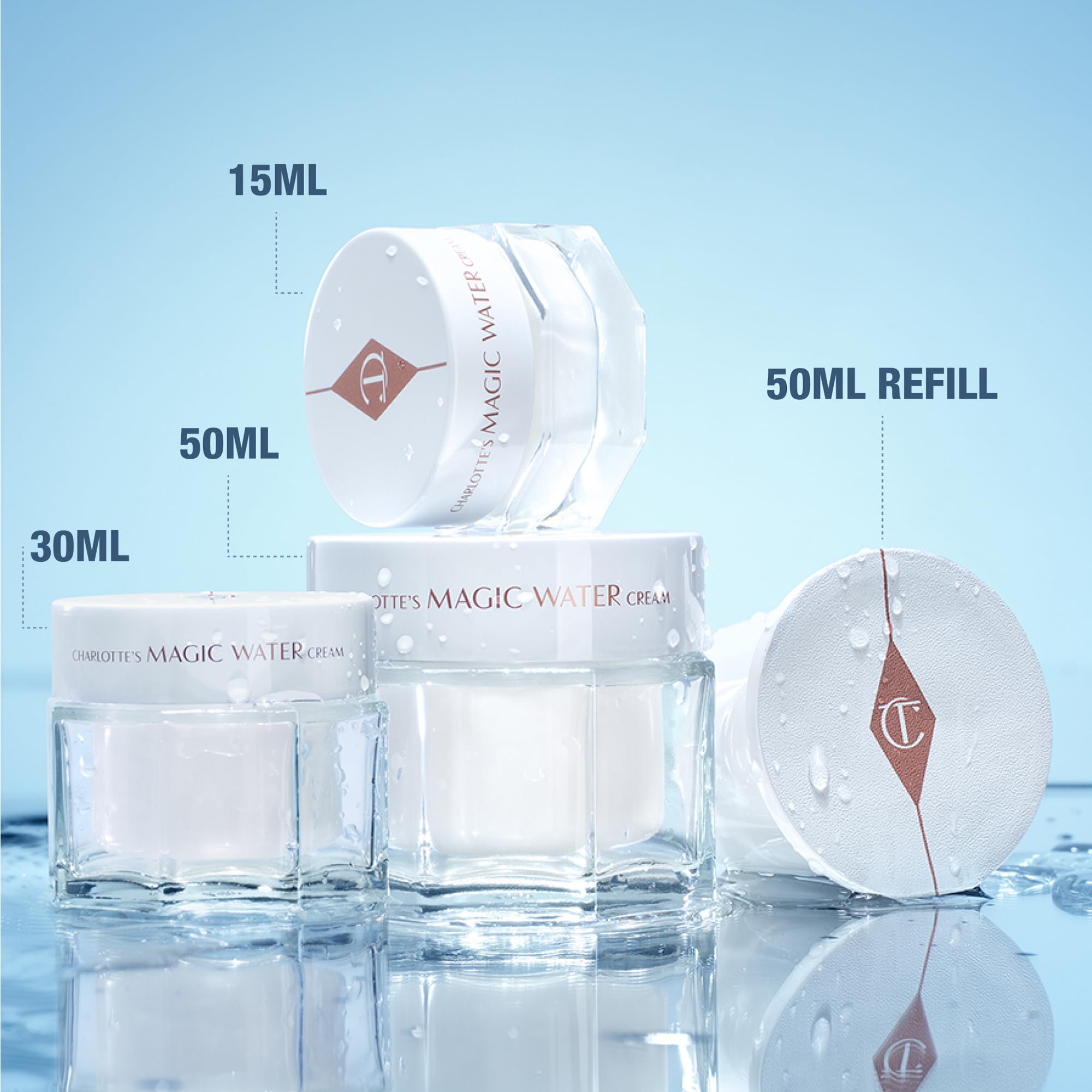 Charlotte Tilbury Magic Water Face Cream - Lightweight, Dewy Gel Moisturizer for Sensitive Skin - Infused with Niacinamide & Biopeptide Complex to Help Improve the Appearance of Fine Lines