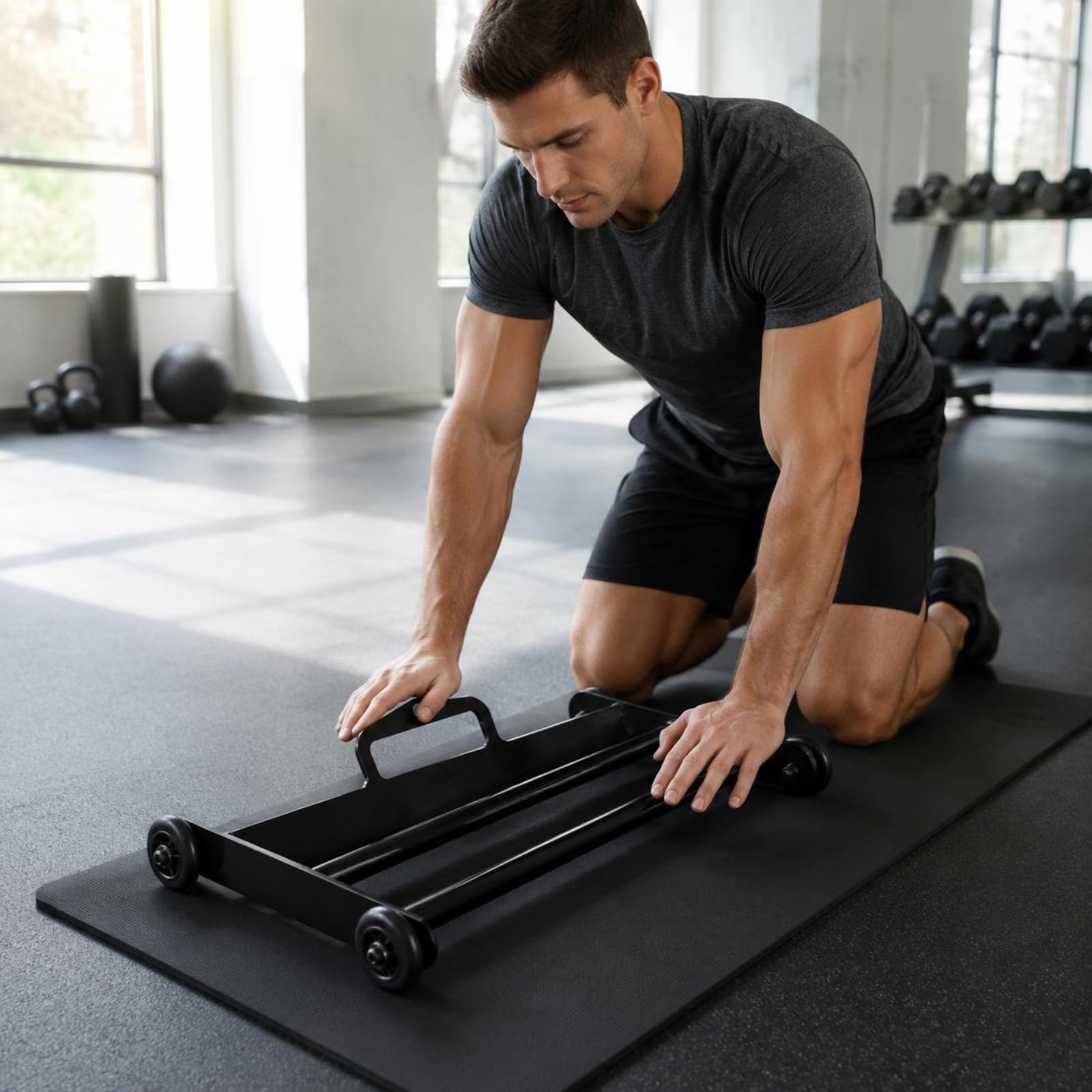 Bauchmuskel Roller Trainingsgerät Fitnessrolle Übungsrad Core mit Kompaktem Metallrahmen Und Laufrädern Glattes Rollen für Heimfitness Rumpfstabilität, Gesäßmuskel-Rolle