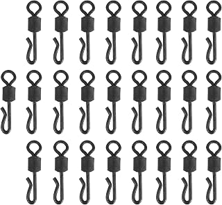 Cyrank 25Pcs eslabones giratorios de Pesca con broches de presión, en Forma de Q de Cambio rápido eslabones giratorios de Pesca rodante Conector para la Pesca al Aire Libre