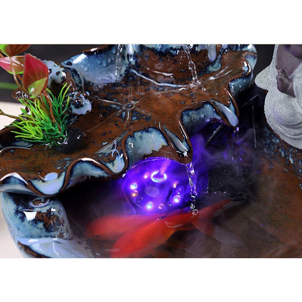 Fuente De Agua De Mesa para Interiores con Luz Led, Decoración Feng Shui De La Suerte - Fuente De Agua De Roca Serena - Fuente De Relajación para Interiores, of,A
