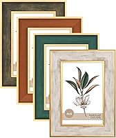 XUANLUO 4 Pack 4x6 Farmhouse Rustic Picture Frames - Distressed Wood Grain Mix Colors, Tabletop or Wall Display Decor