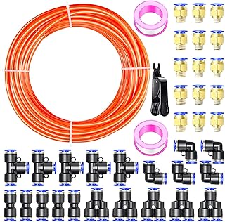 TAILONZ PNEUMATIC Orange 6mm OD 4mm ID Polyurethane PU Air Hose Pipe Tube Kit 32 Meter 100ft