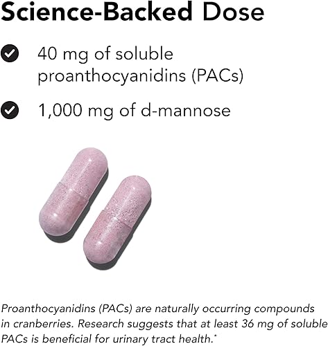 Miniatura 4 de Theralogix TheraCran Max - Suplemento de arándano + D-manosa para hombres y mujeres - Apoyo a la salud del tracto urinario - Suministro para 90 días