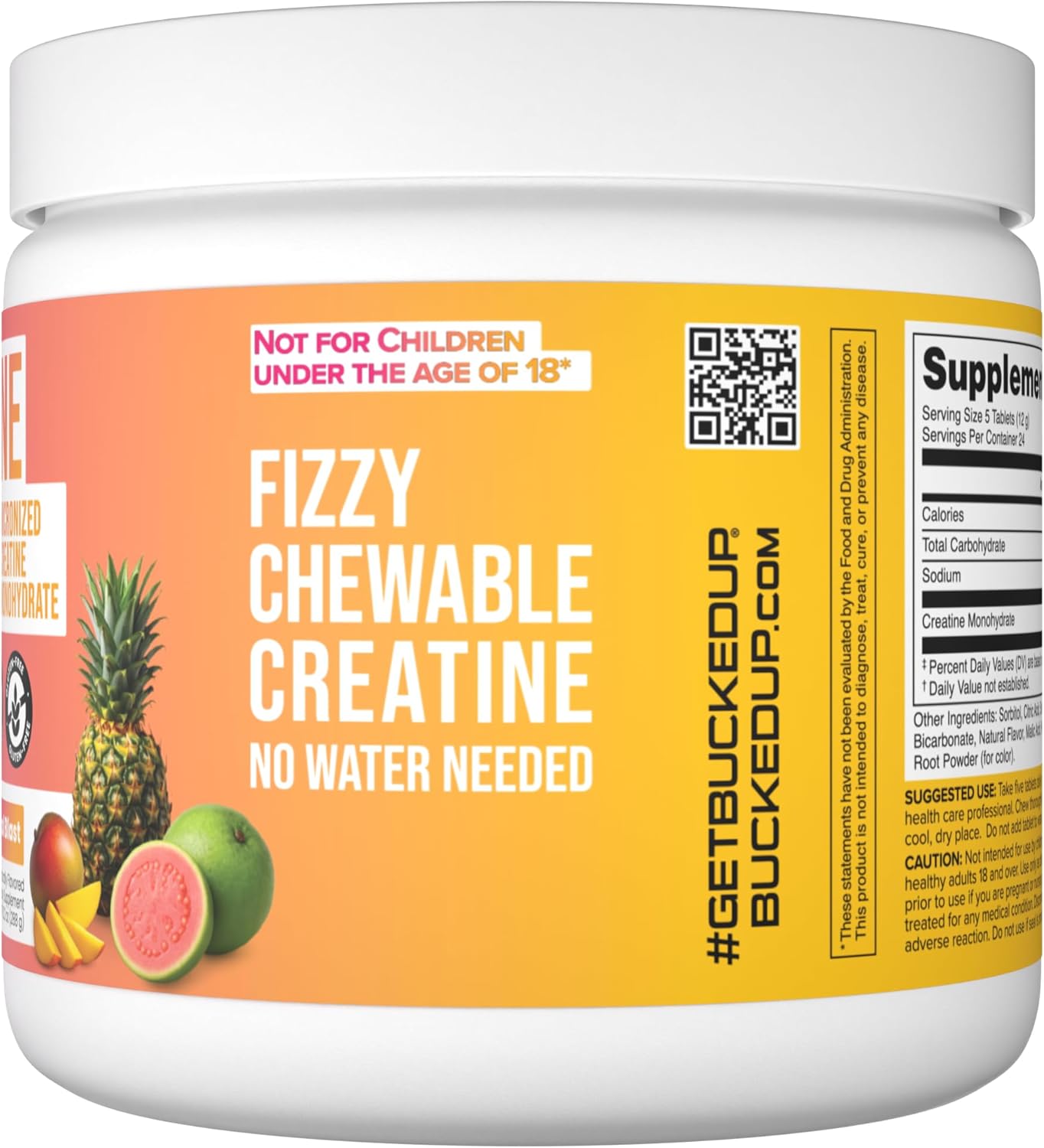 Bucked Up Creatine Candy Tropical Blast | Micronized Creatine Monohydrate | 120 Chewable Tablets, 24 Servings | Fizzy Creatine No Water Needed | Non GMO Gluten Free Third Party Tested - Image 5
