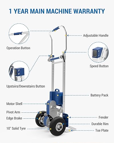 Miniatura 6 de XSTO ZW7200GC - Camiones manuales para escalar escaleras, carrito para mudanza, aluminio con capacidad de 440 libras, para escalar escaleras de alta