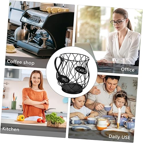 Miniatura 8 de KJHBV 1 cesta de fruta de hierro, taza de café y soporte, organizador de cápsulas de café, soporte de té, alambre de metal, cuenco de frutas,