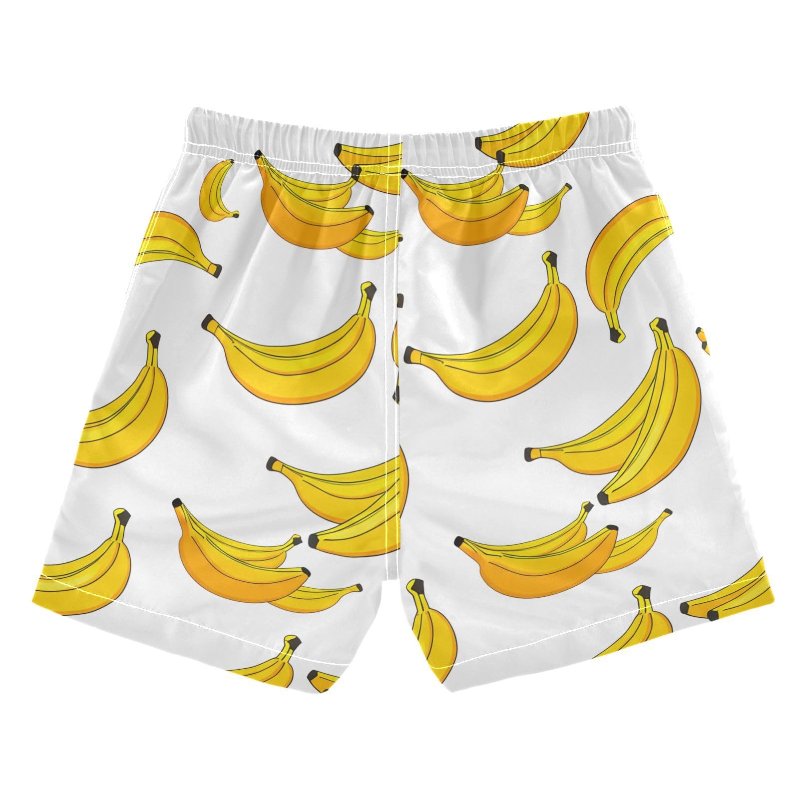 DOMIKING Yellow Banana Fruit Kids Board Shorts Little Boys Adjustable Bathing Suit for Kids Boy Hiking Quick Dry 4T