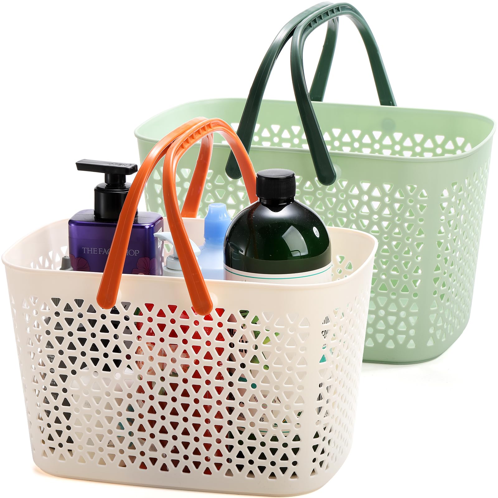 Hedume 2 Pack Portable Shower Caddy Basket Plastic Organizer Storage Tote with Handle Plastic Storage Caddy Basket for