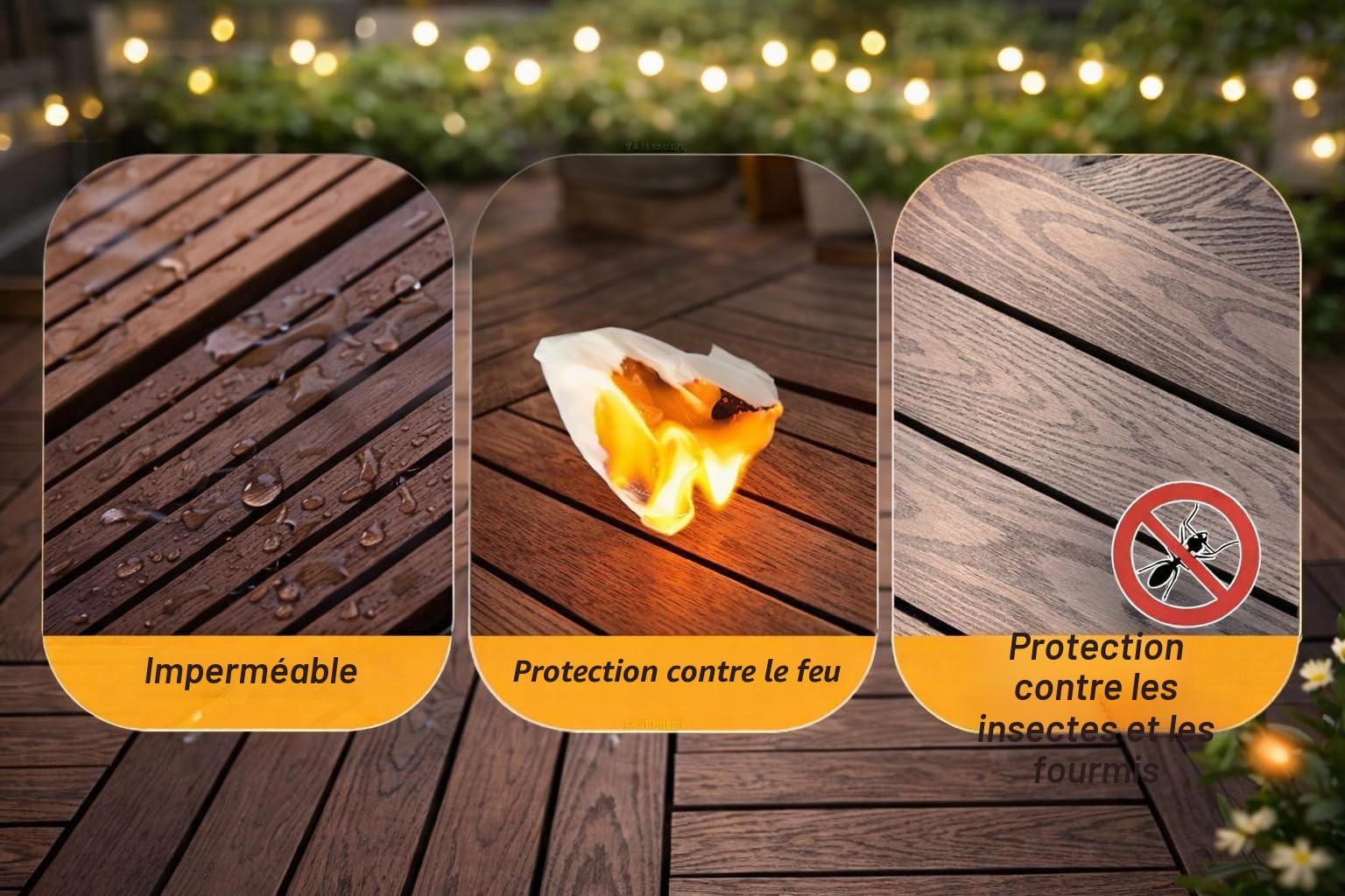 RHP Lot de 22 dalles à clic WPC de qualité supérieure pour terrasse et balcon, 30 x 30 cm, aspect bois, imperméables, résistants à la corrosion, système d'emboîtement, faciles à poser (JS-1)