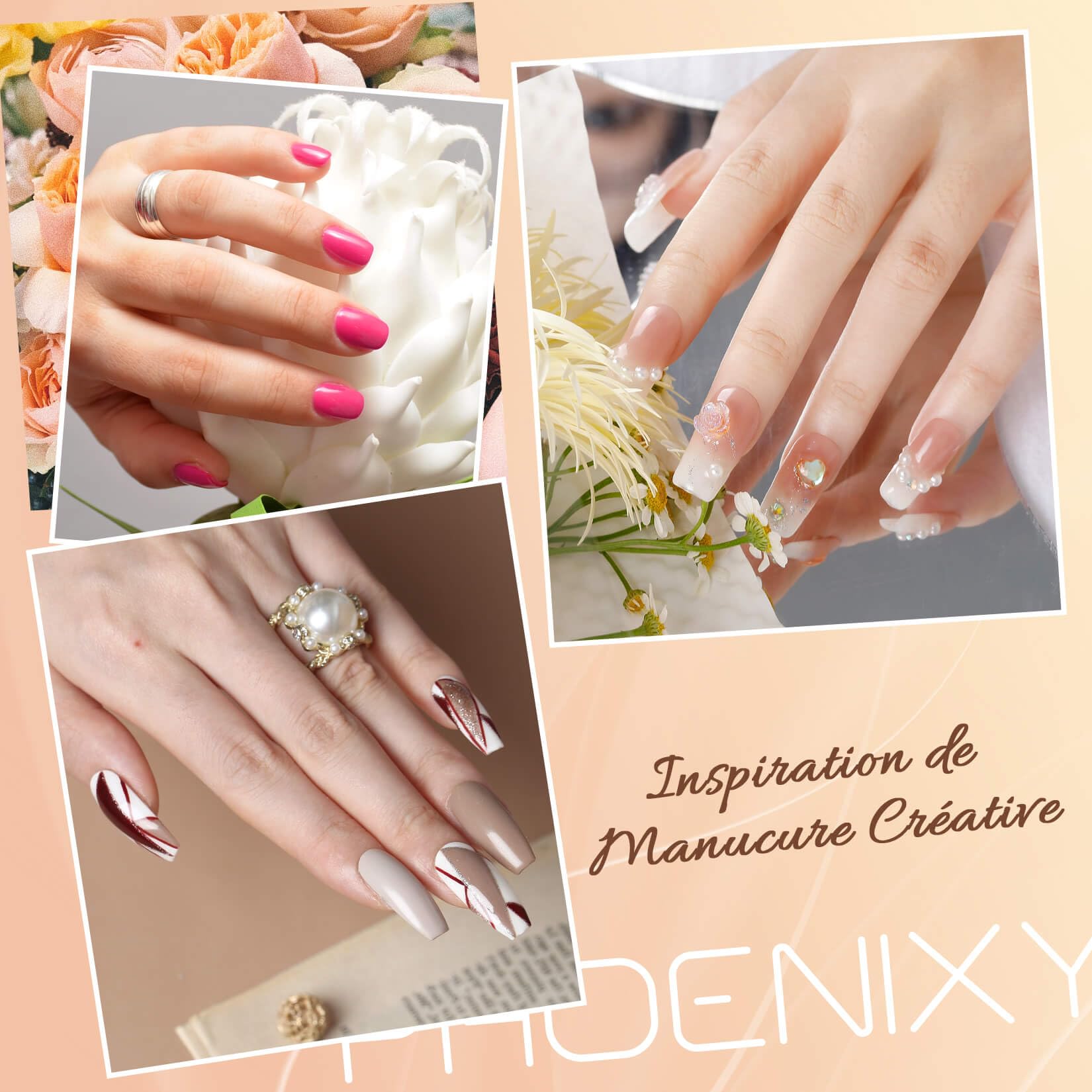 Phoenixy 50Pcs Vernis Semi Permanent 45 Couleurs Vernis Gel UV Semi Permanent avec 1 Base Coat 4 Top Coat Brillant Mat et Glitter Lot Vernis à Ongles Rose Marron Violet