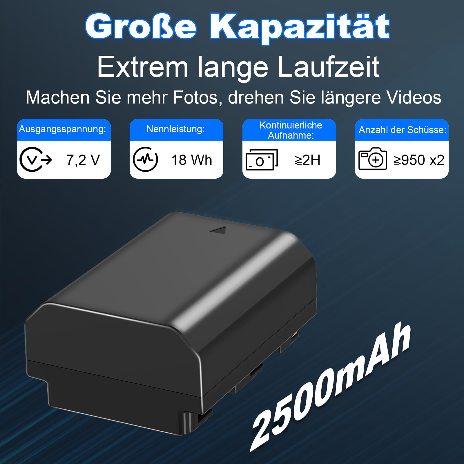 NP-FZ100 Battery And Three Slot Charger, 3-Pack Replacement Battery For Sony A7iii, A7iv, A7C, ZV-E1, FX3, FX30, A9, A6600, A6700, Alpha 9, Alpha 9S A9s A7riii A7riv A7rv 2280mah - View #5