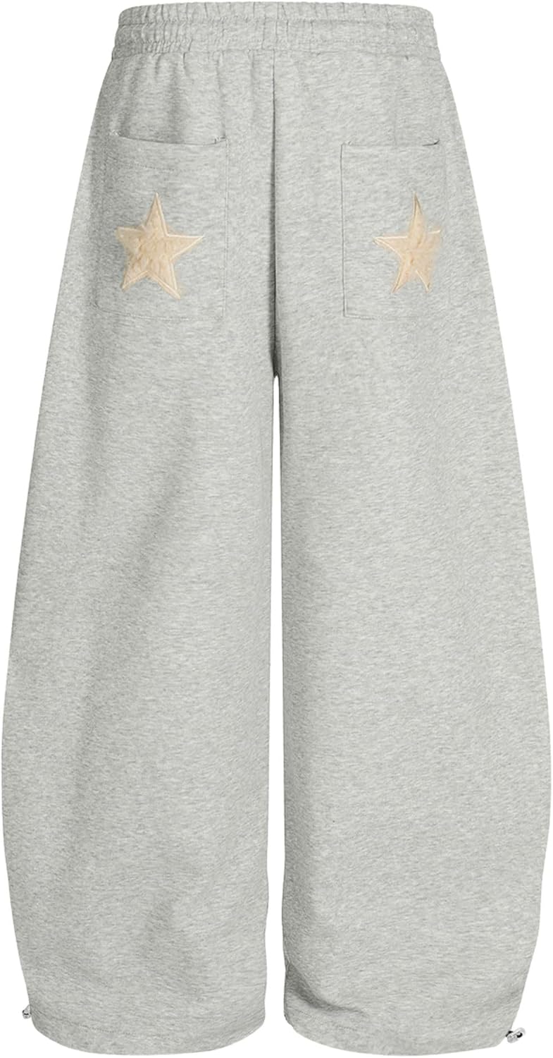 Aelfric Eden Star Applique Baggy Barrel Sweatpants Wide Leg Elastic Waisted Sweat Pants Y2K Casual Lantern Trouser - Image 2
