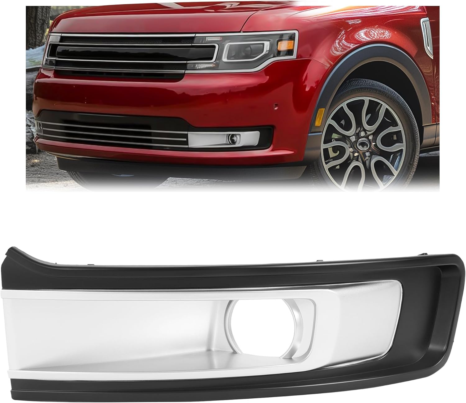 HECASA Left Fog Light Bezels Compatible with 2013-2019 Ford Flex Fog Lamp Cover Trim Replacement for FO1038130 DA8Z17E811BA 104-02470BL Driver Side