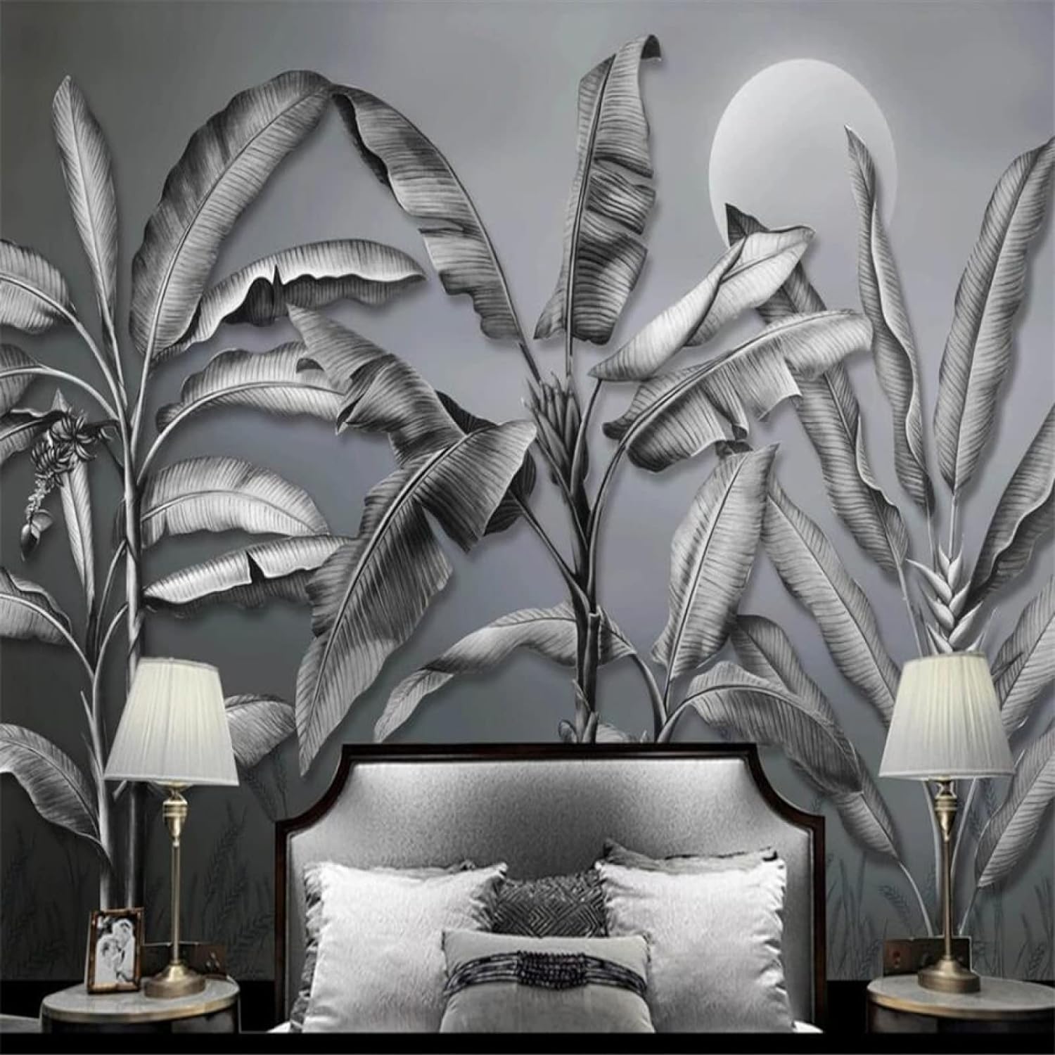 Papier peint 3D feuilles plantes rose poster mural amovible grand art format XXL salon